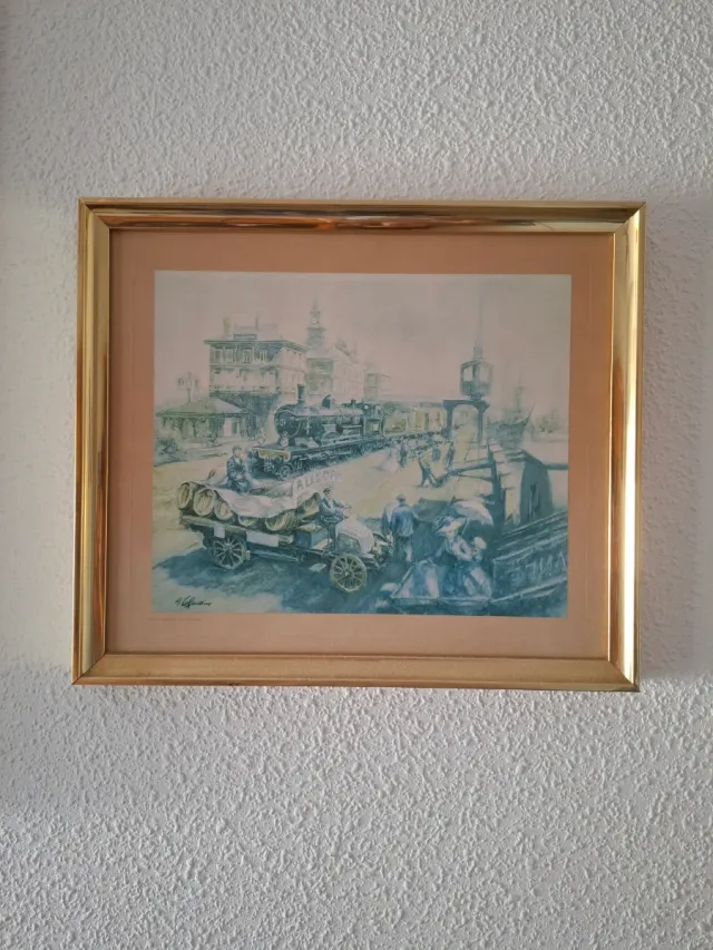 Lote 2 Cuadros Vintage Marco Dorado