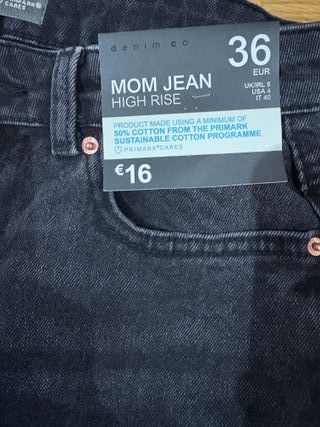 Mom Jeans Negro Talla 36