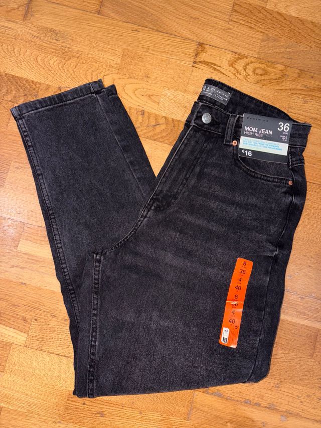 Mom Jeans Negro Talla 36