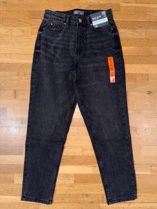 Mom Jeans Negro Talla 36