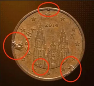 MONEDA 5 CÉNTIMOS ESPAÑA.2014.ERROR EXCESO METAL.
