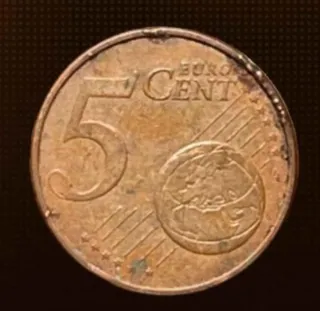 MONEDA 5 CÉNTIMOS ESPAÑA.2014.ERROR EXCESO METAL.
