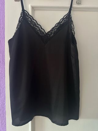 Camisa lencera satén negra Talla S