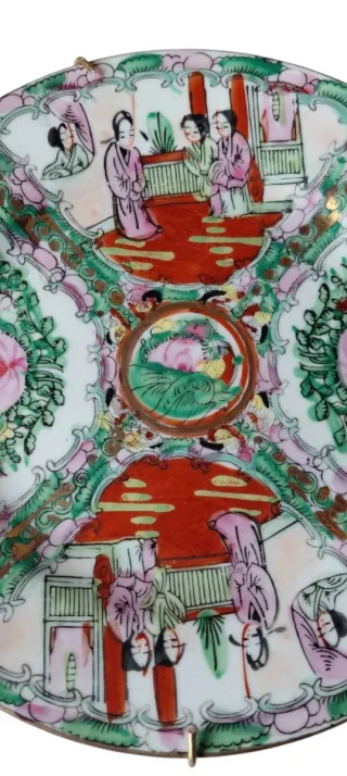 Plato decorativo chino Famille Rose – sello