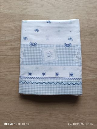 Juego Sábanas Cama 90cm Azul y Blanco