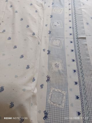 Juego Sábanas Cama 90cm Azul y Blanco