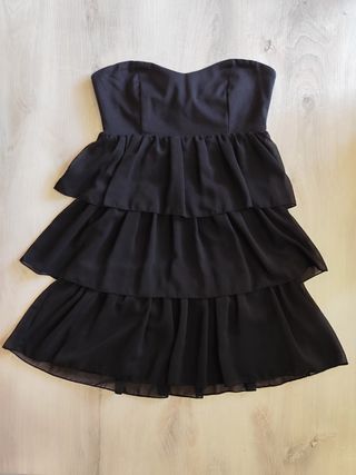 Vestito donna nero a balze