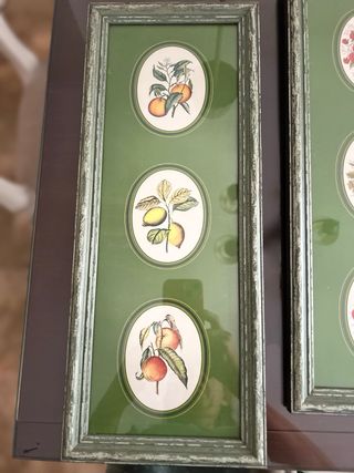 Pareja cuadros frutas ovalados