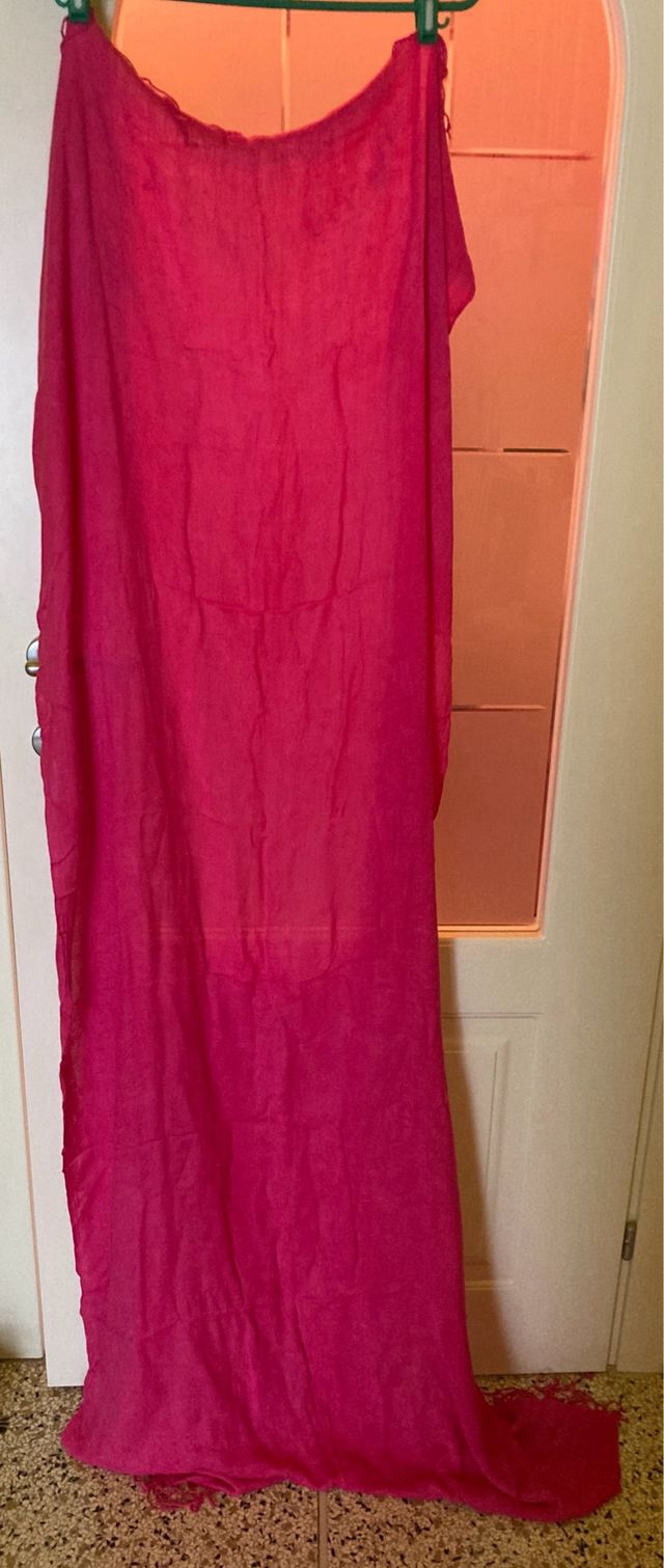 Pashmina fucsia con flecos