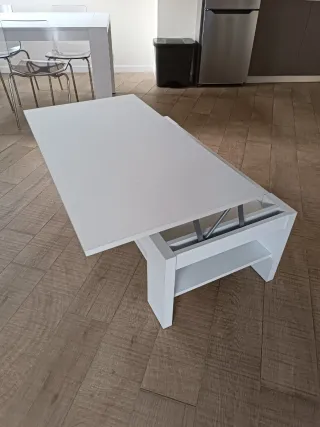 Mesa de centro blanca plegable