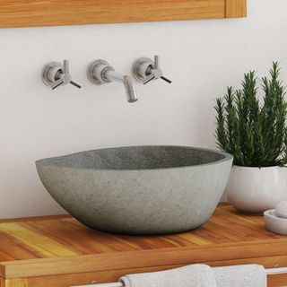 Lavabo de piedra natural de río ovalado – elegante