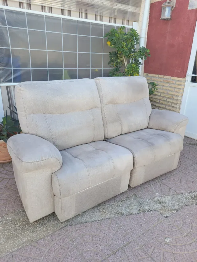 Sofá relax 2 plazas tela beige