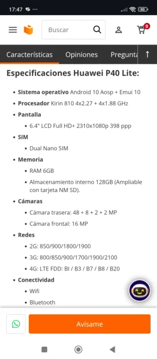Huawei P40 Lite 128GB + confezione FreeBuds 3