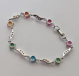 Pulsera chapada oro blanco con circonitas