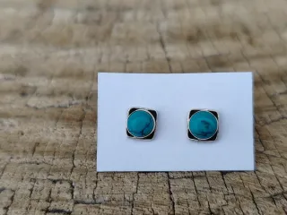 Pendientes Plata Ley Cuadrados Turquesa