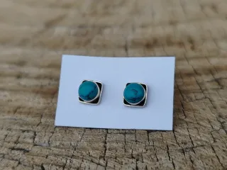 Pendientes Plata Ley Cuadrados Turquesa