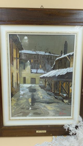 Dipinto Laganà certificato "Vicolo di notte"