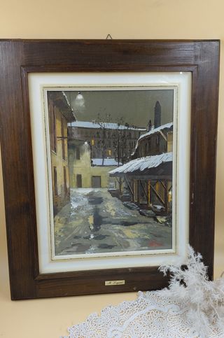Dipinto Laganà certificato "Vicolo di notte"