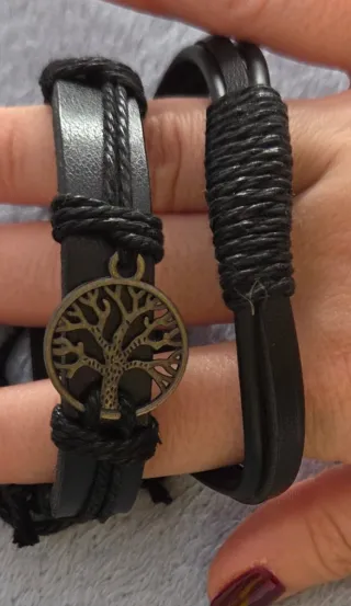 Dos pulseras de hombre imitación de cuero