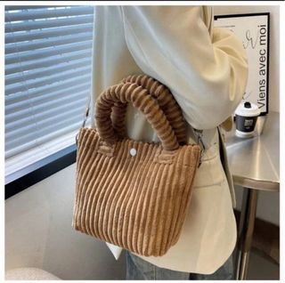 Borsa da donna in velluto a coste marrone