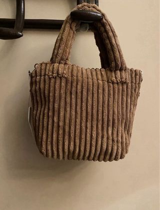 Borsa da donna in velluto a coste marrone