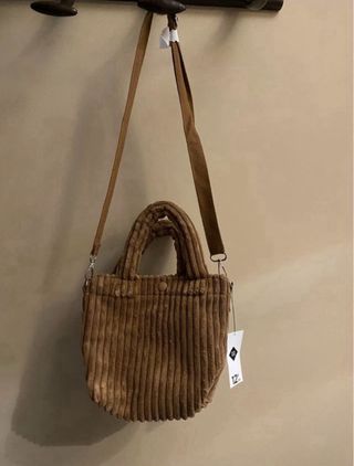 Borsa da donna in velluto a coste marrone