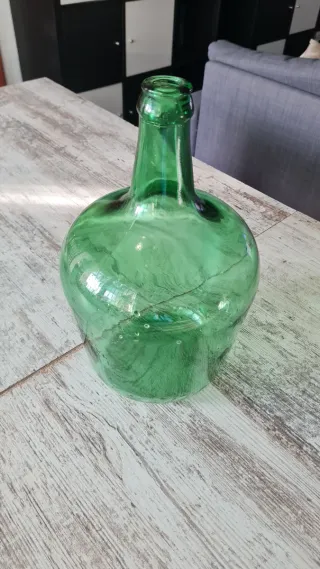 Damajuana vidrio verde soplado 5L vintage