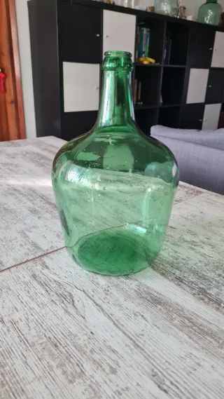 Damajuana vidrio verde soplado 5L vintage