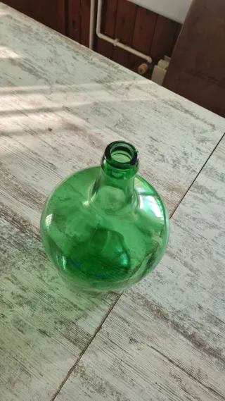 Damajuana vidrio verde soplado 5L vintage