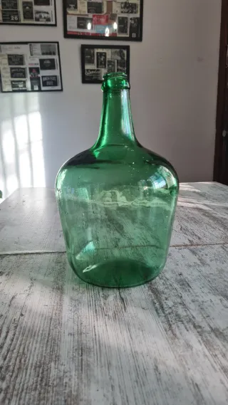 Damajuana vidrio verde soplado 5L vintage