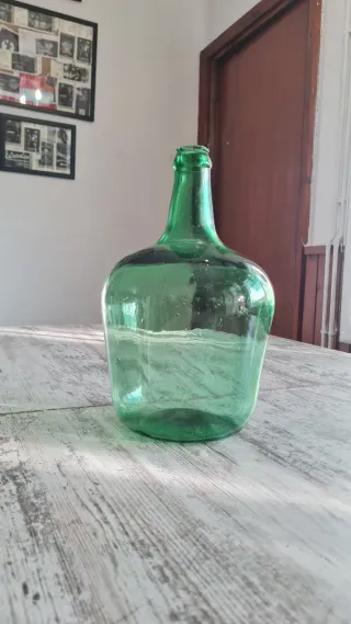 Damajuana vidrio verde soplado 5L vintage