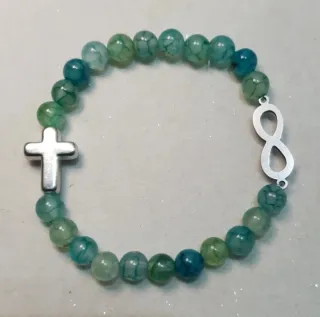 Pulsera Piedra Ágata Dragón Verde Infinito
