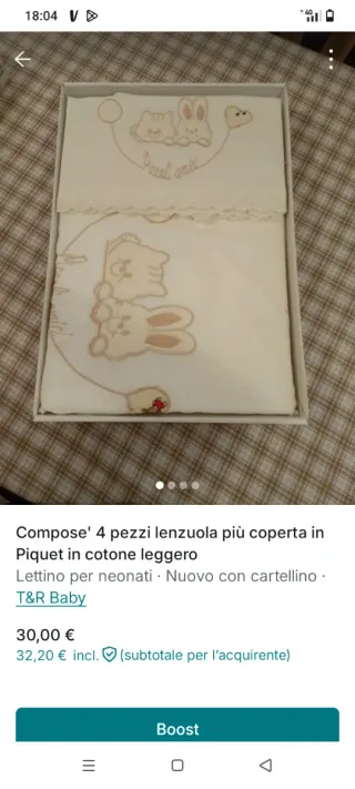 Set lenzuola + coperta neonato Piquet cotone