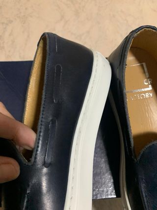 Mocassini eleganti in pelle blu da uomo CR Factory