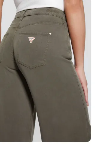 Pantalón ancho Guess verde oliva mujer