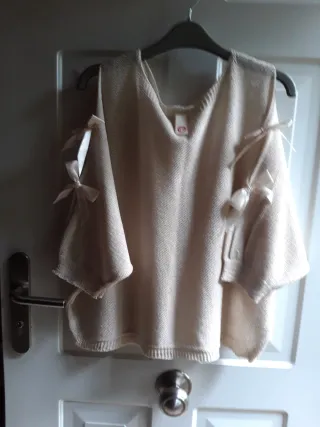 Jersey hilo beige mangas con lazos