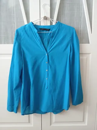 Blusa Zara Woman manga larga azul Talla M