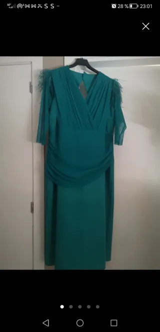 Traje de fiesta verde azulado