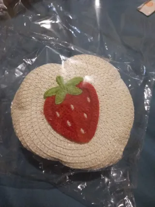 Bolso pequeño fresa beige y rojo