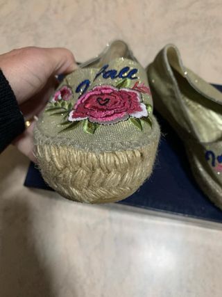 Espadrilles fall in love ricamate dorate brillanti