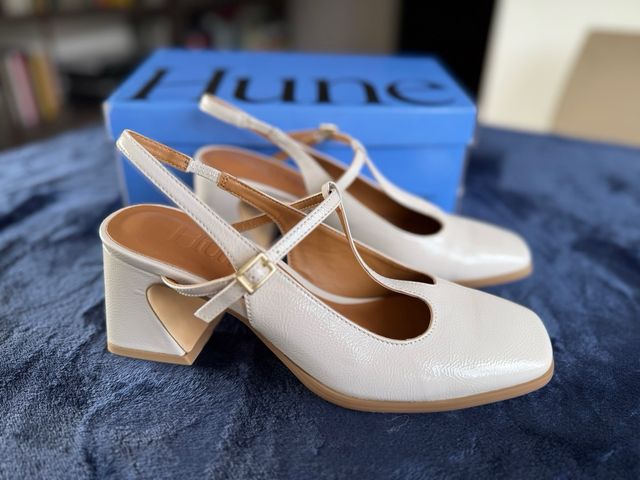 Zapatos de piel Hune T-Strap Beige
