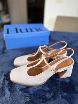 Zapatos de piel Hune T-Strap Beige