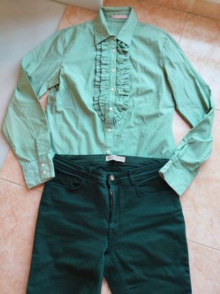Lote Ropa Mujer: Blusa Verde y Pantalones