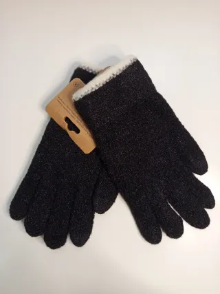 Guantes negros mujer con detalle plateado