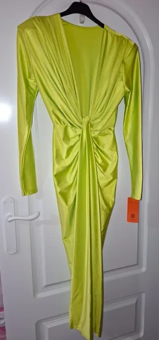 Vestido de fiesta verde/amarillo talla única