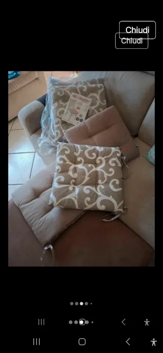 6 Cuscini per sedie beige/bianco nuovi 
