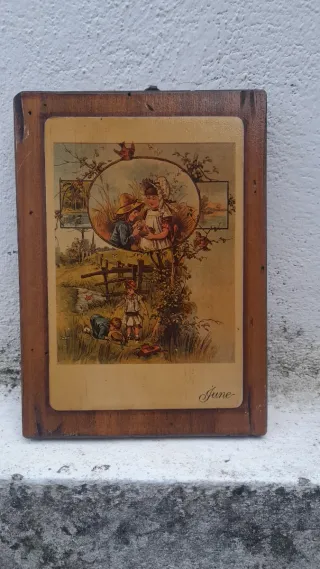 Quadro vintage su legno con disegno