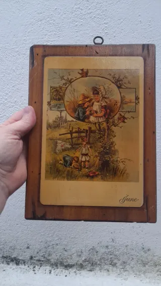 Quadro vintage su legno con disegno