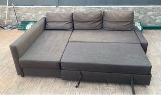 Sofá Cama Chaiselongue Ikea Gris/Marrón