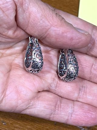 PENDIENTES NUEVOS DE PLATA AROS LABRADOS